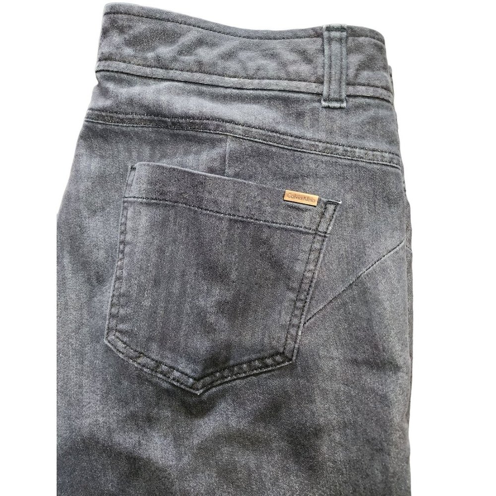 Womens CK Calvin Klein Designer Jeans Black pinstripe‎ sz 12
